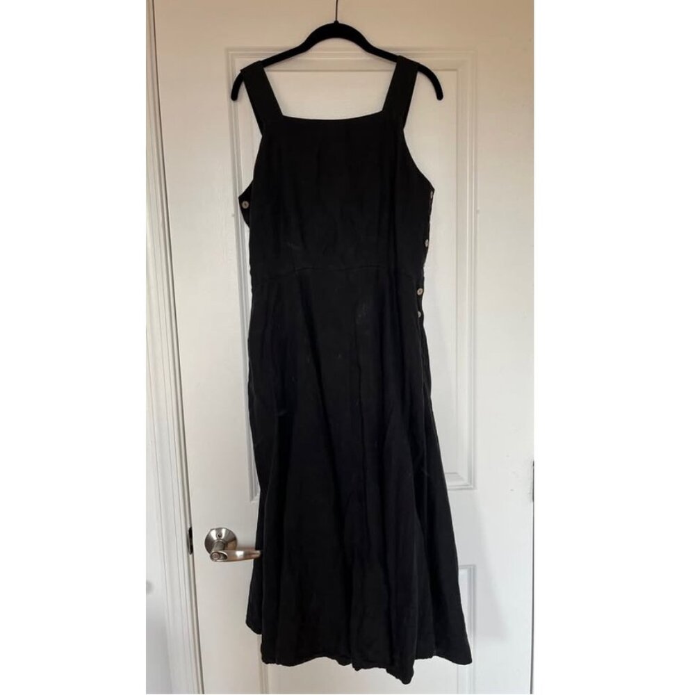 Son de Flor Black Linen Pinafore Dress